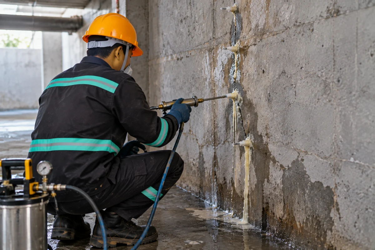 Xử lý vết nứt, bơm keo PU